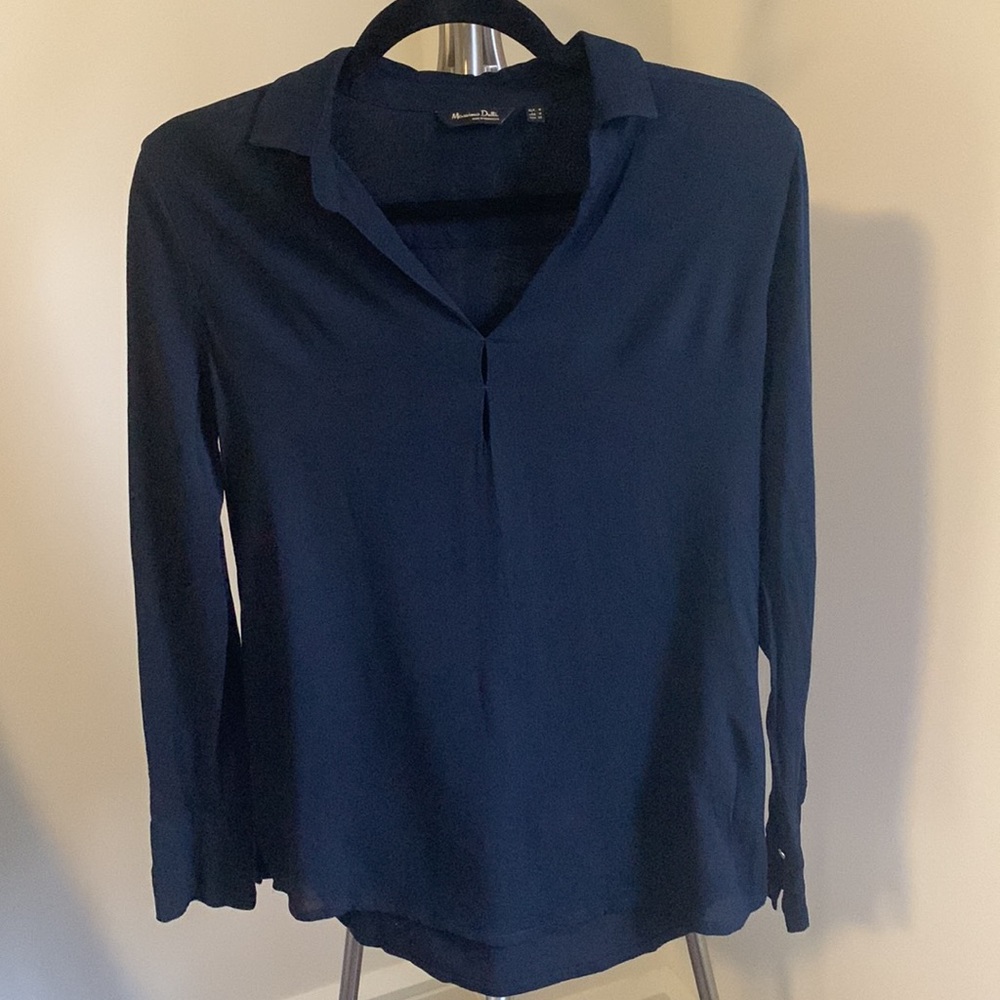 Massimo Dutti Navy chiffon and jersey shirt, Women’s M